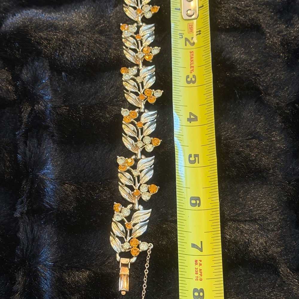 Vintage Coro Gold Tone and Orange Leaf Bracelet 7 1/2” - Picture 2 of 8
